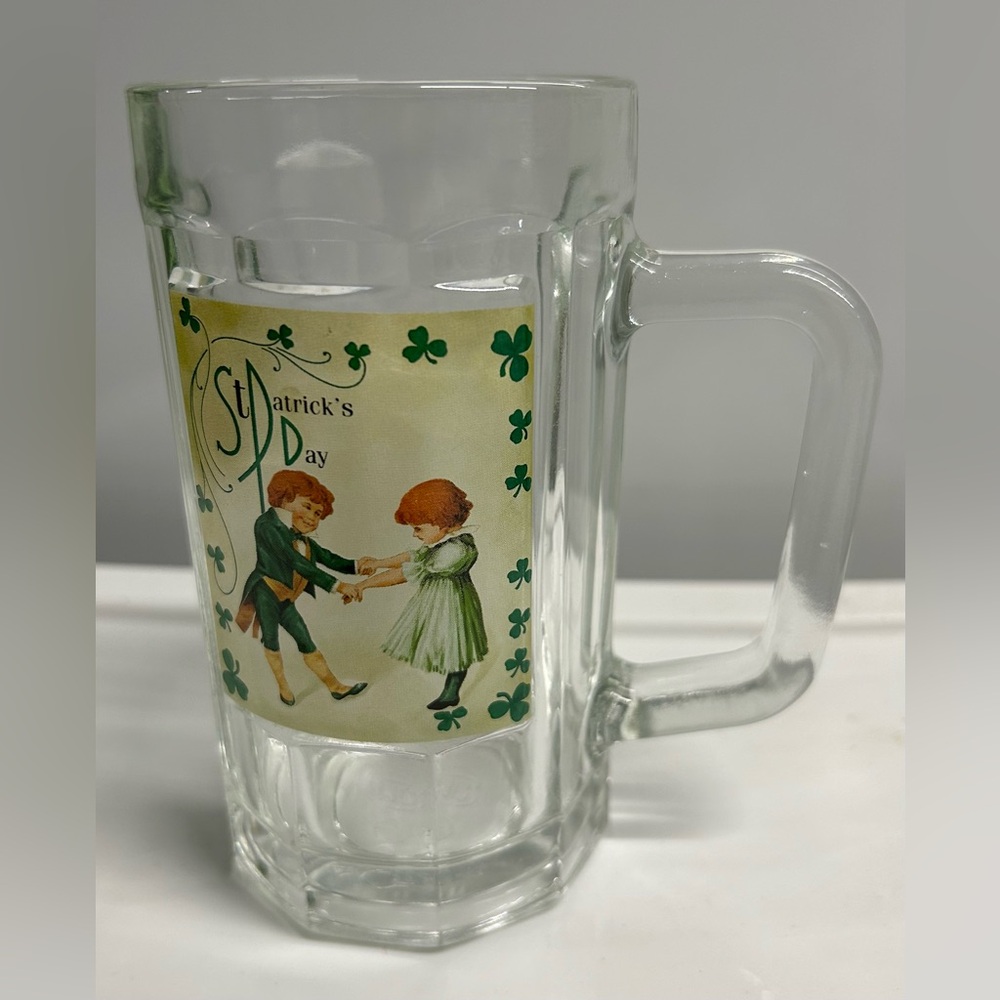 Nantucket Home St Patrick’s Day Glass Stein Beer Mug Shamrocks Dancers
